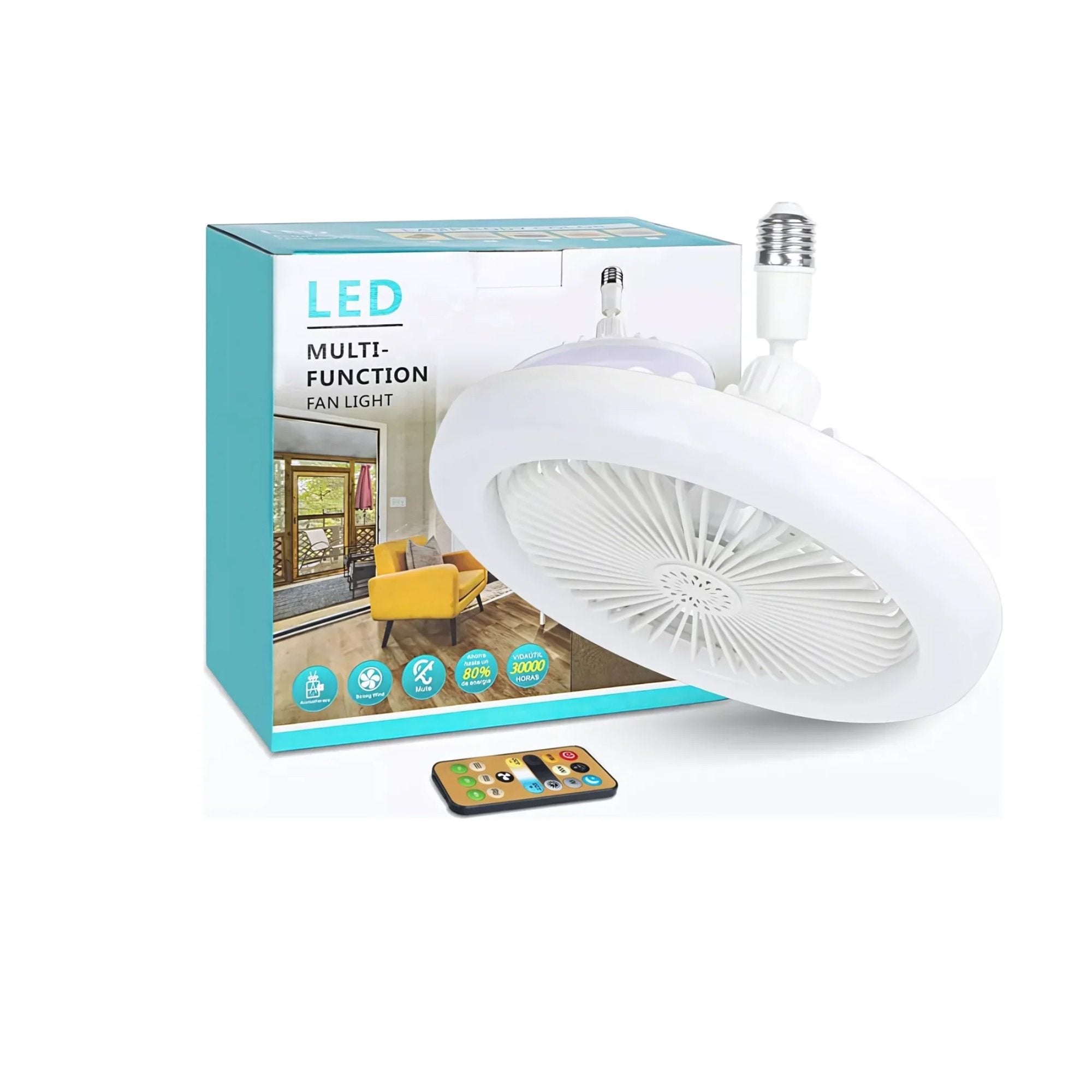 Foco ventilador Led ahorrador 30w con control remoto