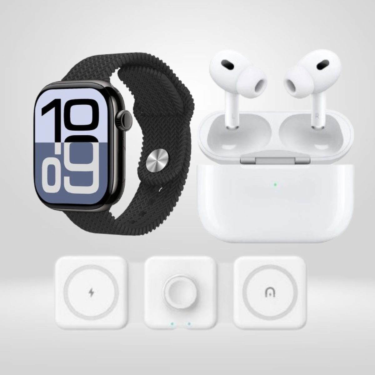 HK10 Pro Max + AirPods Pro 2 + Cargador triple